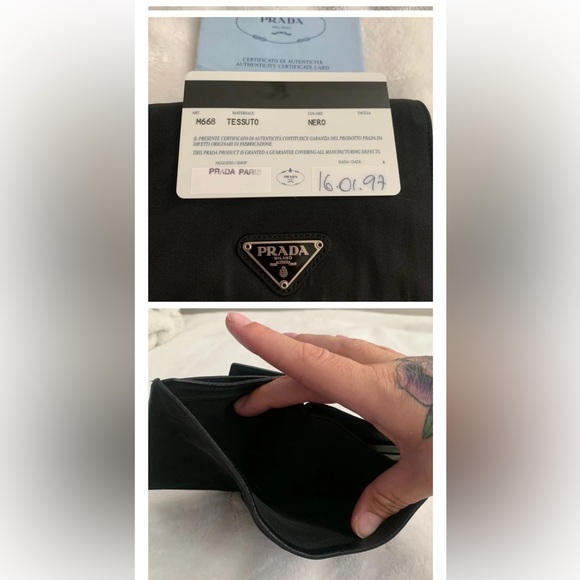 Prada Authentic
Nylon and
Saffiano Leather
Black Trifold
Wallet ~ ~Vintage - Picture 5 of 5